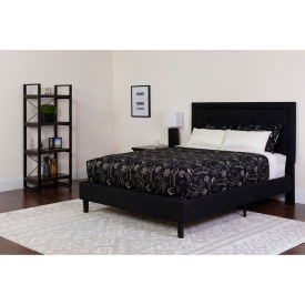 Global Industrial SL-BMF-21-GG Flash Furniture Roxbury Tufted Upholstered Platform Bed, Black, With Memory Foam Mattress, Twin image.