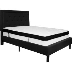 Global Industrial SL-BMF-22-GG Flash Furniture Roxbury Tufted Upholstered Platform Bed, Black, With Memory Foam Mattress, Full image.