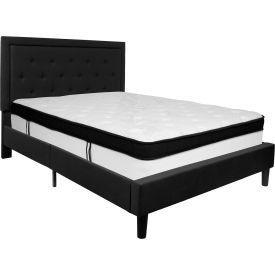 Global Industrial SL-BMF-23-GG Flash Furniture Roxbury Tufted Upholstered Platform Bed, Black, With Memory Foam Mattress, Queen image.