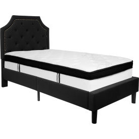 Global Industrial SL-BMF-5-GG Flash Furniture Brighton Tufted Upholstered Platform Bed, Black, With Memory Foam Mattress, Twin image.