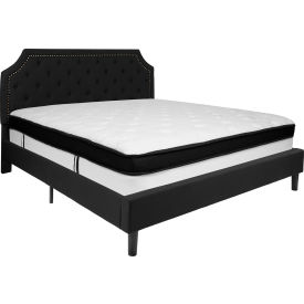 Global Industrial SL-BMF-8-GG Flash Furniture Brighton Tufted Upholstered Platform Bed, Black, With Memory Foam Mattress, King image.