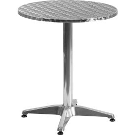 Global Industrial TLH-052-1-GG Flash Furniture 23-1/2 Round Aluminum Indoor-Outdoor Table With Base, Silver image.