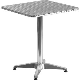 Global Industrial TLH-053-1-GG Flash Furniture 23-1/2 Aluminum Indoor-Outdoor Table With Base, Silver image.