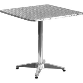 Global Industrial TLH-053-2-GG Flash Furniture 27-1/2" Aluminum Indoor-Outdoor Restaurant Table, Silver image.