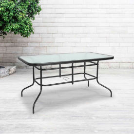 Global Industrial TLH-089-GG Flash Furniture 31.5" x 55" Rectangular Tempered Glass Metal Table image.