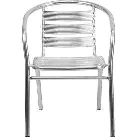 Global Industrial TLH-1-GG Flash Furniture Heavy-Duty Restaurant Stacking Chair - Triple Slat Back - Aluminum image.