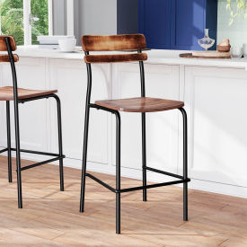 Flash Furniture® Cyprus Commercial Grade Solid Wood Bar Stool 500 lb. Capacity Antique Copper 