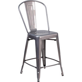 Global Industrial XU-DG-TP001B-24-GG Flash Furniture 24"H Clear Coated Indoor Counter Height Stool with Back image.