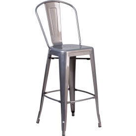 Flash Furniture 30'' High Clear Coated Indoor Barstool - Silver