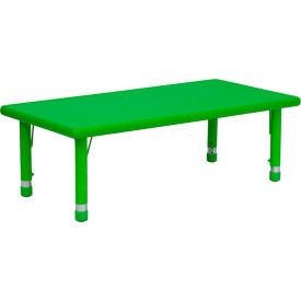 Global Industrial YU-YCX-001-2-RECT-TBL-GREEN-GG Flash Furniture 24W x 48L Rectangle Plastic Height Adjustable Activity Table - Green image.