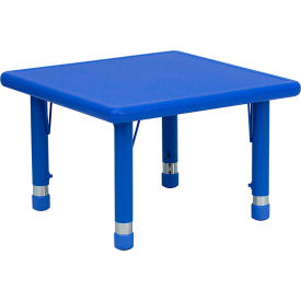 Global Industrial YU-YCX-002-2-SQR-TBL-BLUE-GG Flash Furniture 24 Square Height Adjustable Activity Table - Plastic - Blue image.
