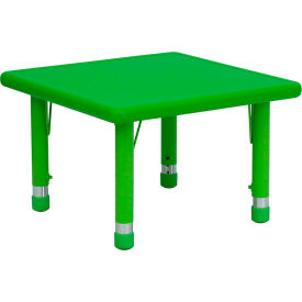 Global Industrial YU-YCX-002-2-SQR-TBL-GREEN-GG Flash Furniture 24 Square Height Adjustable Activity Table - Plastic - Green image.