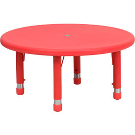 Flash Furniture 33 Round Height Adjustable Activity Table - Plastic - Red 
