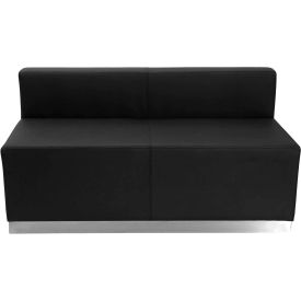 Global Industrial ZB-803-LS-BK-GG Flash Furniture Armless Modular Loveseat - Leather - Black - Hercules Alon Series image.