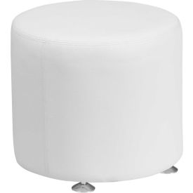 Global Industrial ZB-803-RD-18-WH-GG Flash Furniture 18"W Round Leather Ottoman - Melrose White - Hercules Alon Series image.