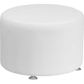 Flash Furniture 24""W Round Leather Ottoman - Melrose White - Hercules Alon Series