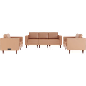 Flash Furniture® Hercules Artemis 3 Piece Cognac LeatherSoft Sofa and 2 Chair Set Brown