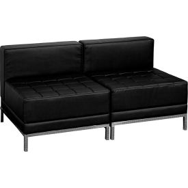 Global Industrial ZB-IMAG-MIDCH-2-GG Flash Furniture Black Leather Lounge Set, 2 Pieces - Hercules Imagination Series image.