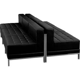 Global Industrial ZB-IMAG-MIDCH-6-GG Flash Furniture Black Leather Lounge Set, 6 Pieces - Hercules Imagination Series image.
