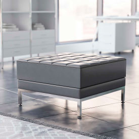 Global Industrial ZB-IMAG-OTTOMAN-GY-GG Flash Furniture HERCULES Imagination Series LeatherSoft Ottoman, Gray image.
