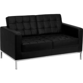 Global Industrial ZB-LACEY-831-2-LS-BK-GG Contemporary Modular Lounge Loveseat - Leather - Black - Hercules Lacey Series image.