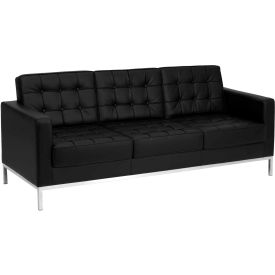 Global Industrial ZB-LACEY-831-2-SOFA-BK-GG Contemporary Modular Lounge Sofa - Leather - Black - Hercules Lacey Series image.