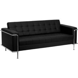 Global Industrial ZB-LESLEY-8090-SOFA-BK-GG Contemporary Modular Lounge Sofa - Leather - Black - Hercules Lesley Series image.