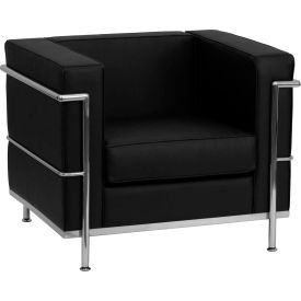 Global Industrial ZB-REGAL-810-1-CHAIR-BK-GG Contemporary Modular Lounge Chair - Leather - Black - Hercules Regal Series image.