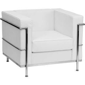 Global Industrial ZB-REGAL-810-1-CHAIR-WH-GG Contemporary Modular Lounge Chair - Leather - Melrose White - Hercules Regal Series image.