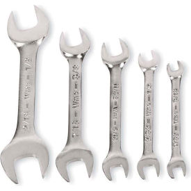 5 Piece Double Head Open End Wrench, Chrome view 2
