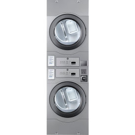 Front Load Stacked Dryer, Electric, Coin Operated, 7.7 Cu.Ft. Capacity, 240V, Gray view 2