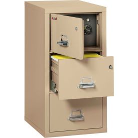 Fire King 3-2131-CPASF Fireking Fireproof 3 Drawer Vertical Safe-In-File Legal 20-13/16"Wx31-9/16"Dx40-1/4"H Parchment image.