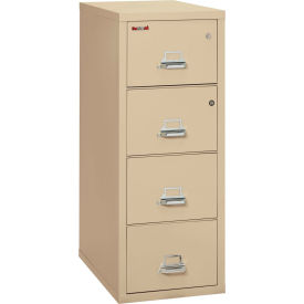 Fire King 4-2131-CPASF Fireking Fireproof 4 Drawer Vertical Safe-In-File Legal 20-13/16"Wx31-9/16"Dx52-3/4"H Parchment image.