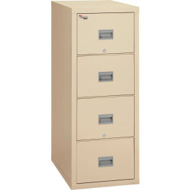 Fire King 4P1825-CPA Fireking Fireproof 4 Drawer Vertical File Cabinet Legal-Letter 17-3/4"Wx25-1/16"Dx52-3/4"H Parchment image.