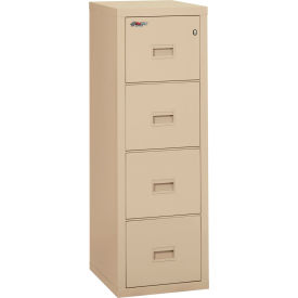 Fire King 4R1822-CPA Fireking Fireproof 4 Drawer Vertical File Cabinet Legal-Letter 17-3/4"Wx22-1/8"Dx52-3/4"H Parchment image.
