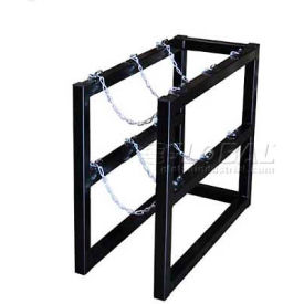 Justrite Safety Group 35094 Stainless Steel Cylinder Tube Rack, 1 Wide x 3 Deep, 16"W x 38"D x 30"H,3 Cylinder Cap. image.