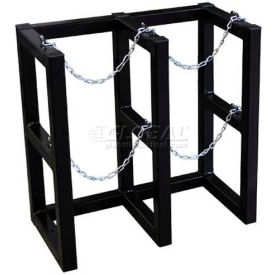 Justrite Safety Group 35104 Stainless Steel Cylinder Tube Rack, 2 Wide x 1 Deep, 30"W x 16"D x 30"H,2 Cylinder Cap. image.