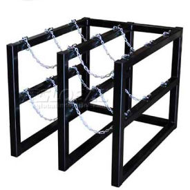 Justrite Safety Group 35116 Stainless Steel Cylinder Tube Rack, 2 Wide x 3 Deep, 30"W x 38"D x 30"H,6 Cylinder Cap. image.