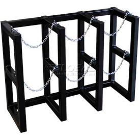 Justrite Safety Group 35126 Stainless Steel Cylinder Tube Rack, 3 Wide x 1 Deep, 44"W x 16"D x 30"H,3 Cylinder Cap. image.