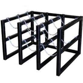 Justrite Safety Group 35138 Stainless Steel Cylinder Tube Rack, 3 Wide x 3 Deep, 44"W x 40"D x 30"H,9 Cylinder Cap. image.