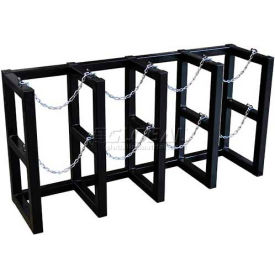 Justrite Safety Group 35148 Stainless Steel Cylinder Tube Rack, 4 Wide x 1 Deep, 58"W x 16"D x 30"H,4 Cylinder Cap. image.