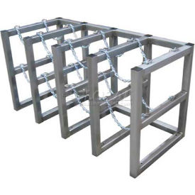 JUSTRITE SAFETY GROUP 35154 Stainless Steel Cylinder Tube Rack, 4 Wide x 2 Deep, 58"W x 26"D x 30"H,8 Cylinder Cap. image.