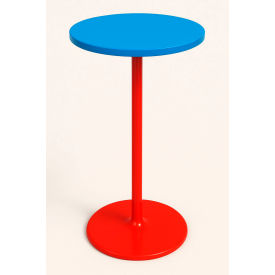 24" Round Bar Height Table, 40"H, Red Frame, Blue view 2