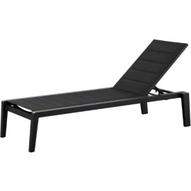 Babmar® Avant Stackable Chaise Lounge Charcoal Gray Frame Black Mesh 