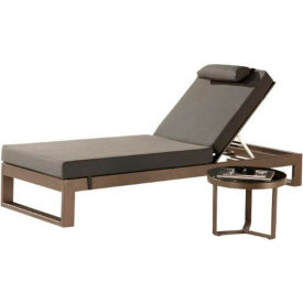 Babmar® Amber Chaise Lounge with Sunproof Black Cushions Brown Frame 