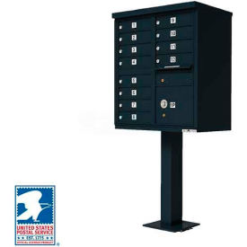 Florence Manufacturing Company 1570-12BKAF Vital Cluster Box Unit, 12 Mailboxes, 1 Parcel Locker, Black image.