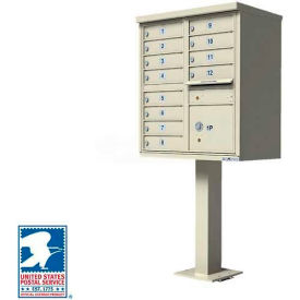 Florence Manufacturing Company 1570-12SDAF Vital Cluster Box Unit, 12 Mailboxes, 1 Parcel Locker, Sandstone image.