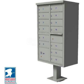 Florence Manufacturing Company 1570-13AF Vital Cluster Box Unit, 13 Mailboxes, 1 Parcel Locker, Postal Grey image.