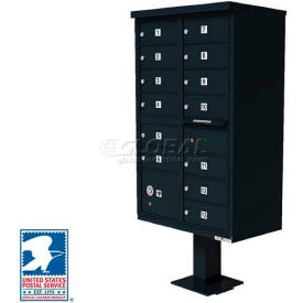 Florence Manufacturing Company 1570-13BKAF Vital Cluster Box Unit, 13 Mailboxes, 1 Parcel Locker, Black image.