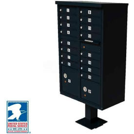 Florence Manufacturing Company 1570-16BKAF Vital Cluster Box Unit, 16 Mailboxes, 2 Parcel Lockers, Black image.
